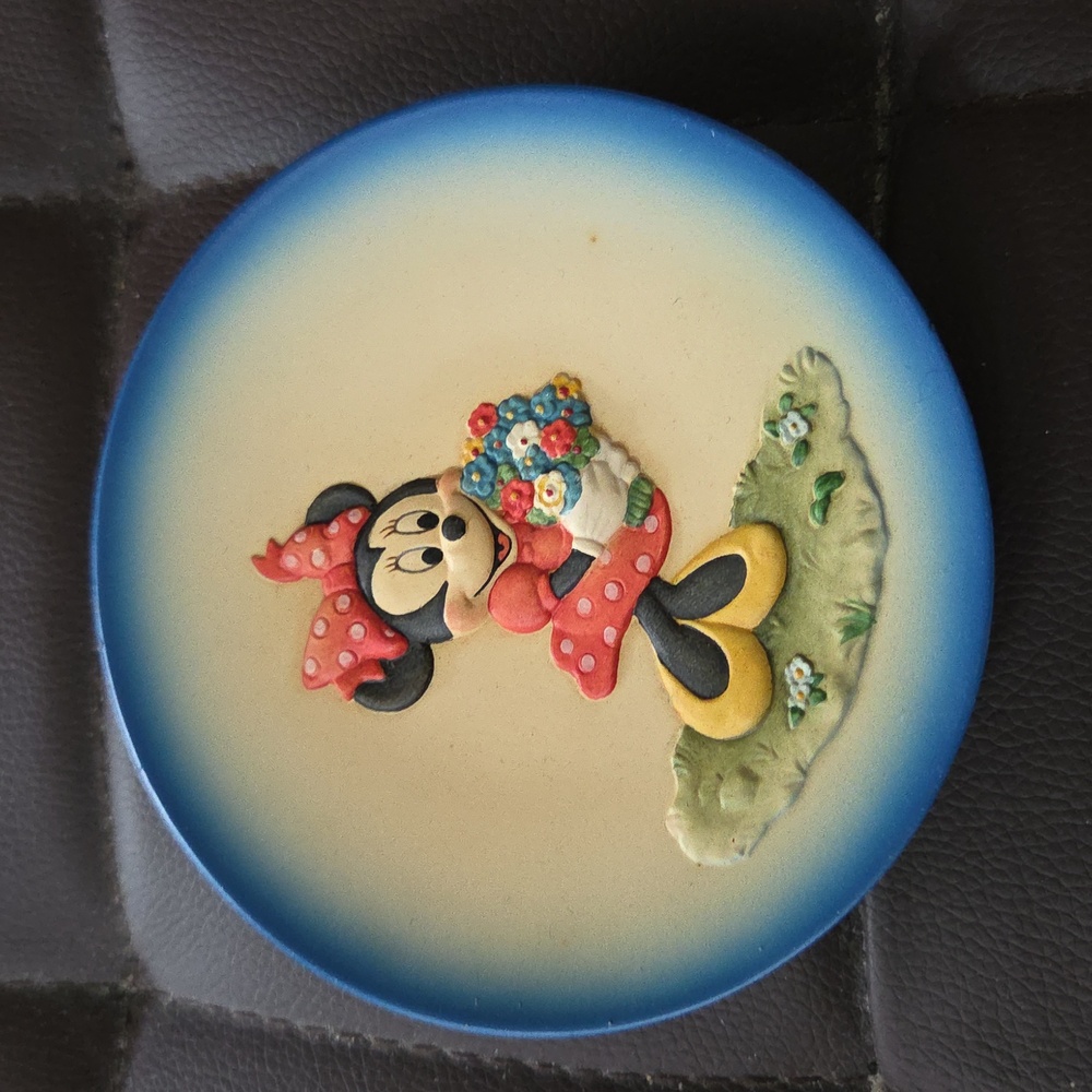 Disney Minnie Mouse OR Mickey Mouse Blue and Red Collectible Plate -Numbered VTG
